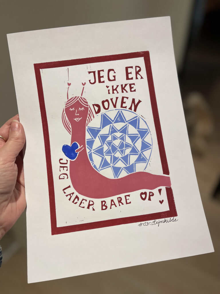 Jeg er ikke doven - vinrød, rosa og blå