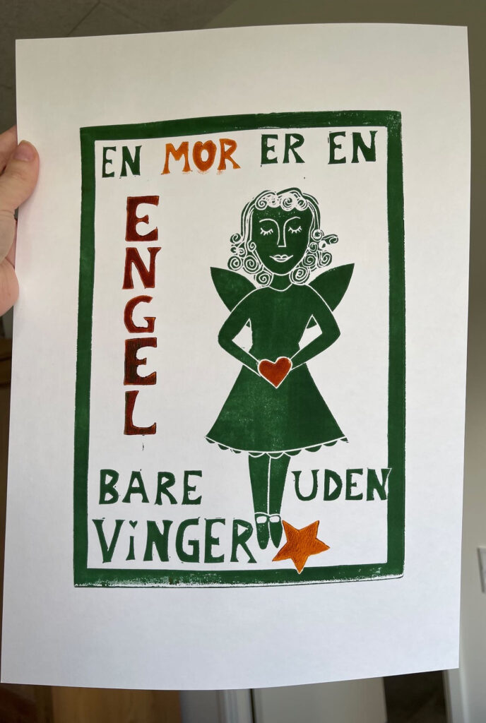 Mor - grøn, gul og brun